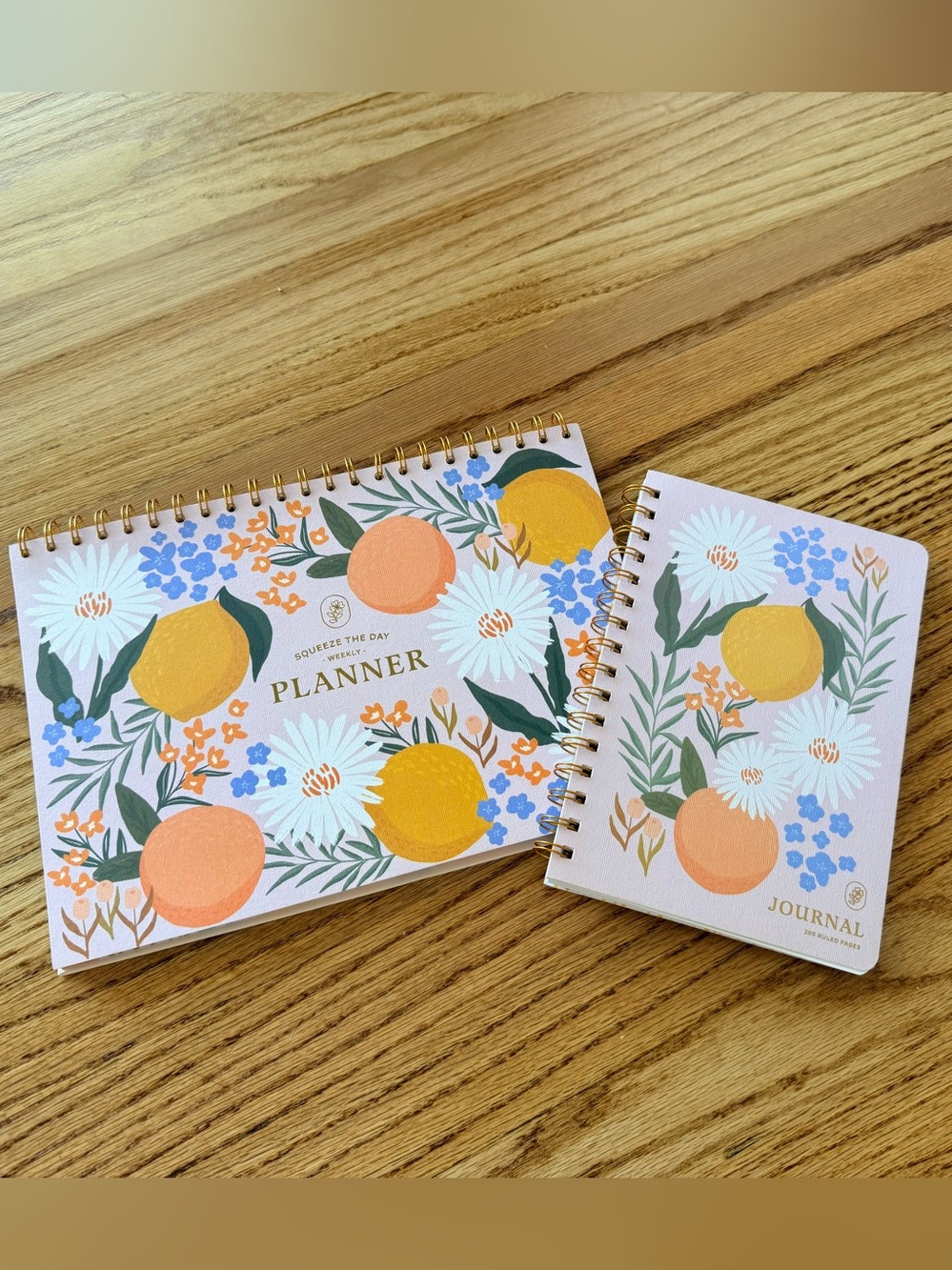ELUM Squeeze The Day Floral Citrus Weekly Planner and Journal Set- New